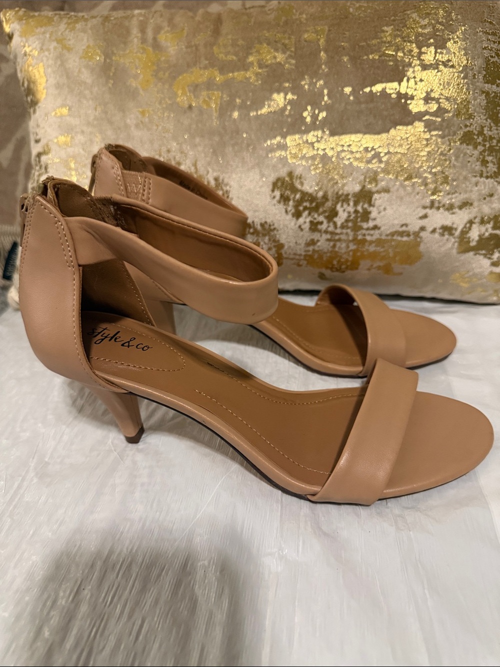 Style & Co Nude Ankle Strap Heel Sandals Size 8M - Picture 6 of 10